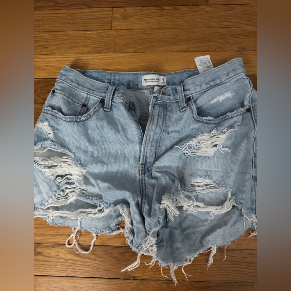 Abercrombie & Fitch Light Blue High-Waisted Jean Shorts